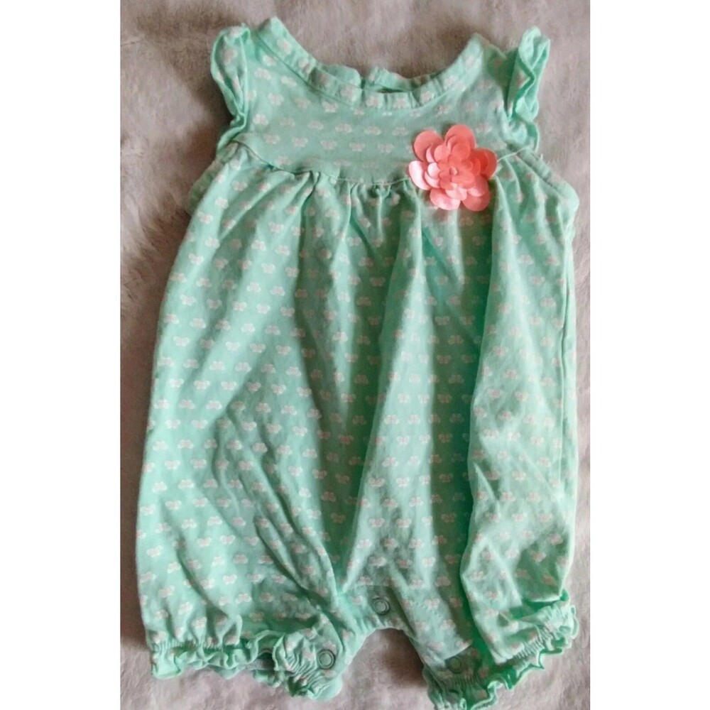 shorts new 3 months Girls Carters romper green butterfly print  baby outfit